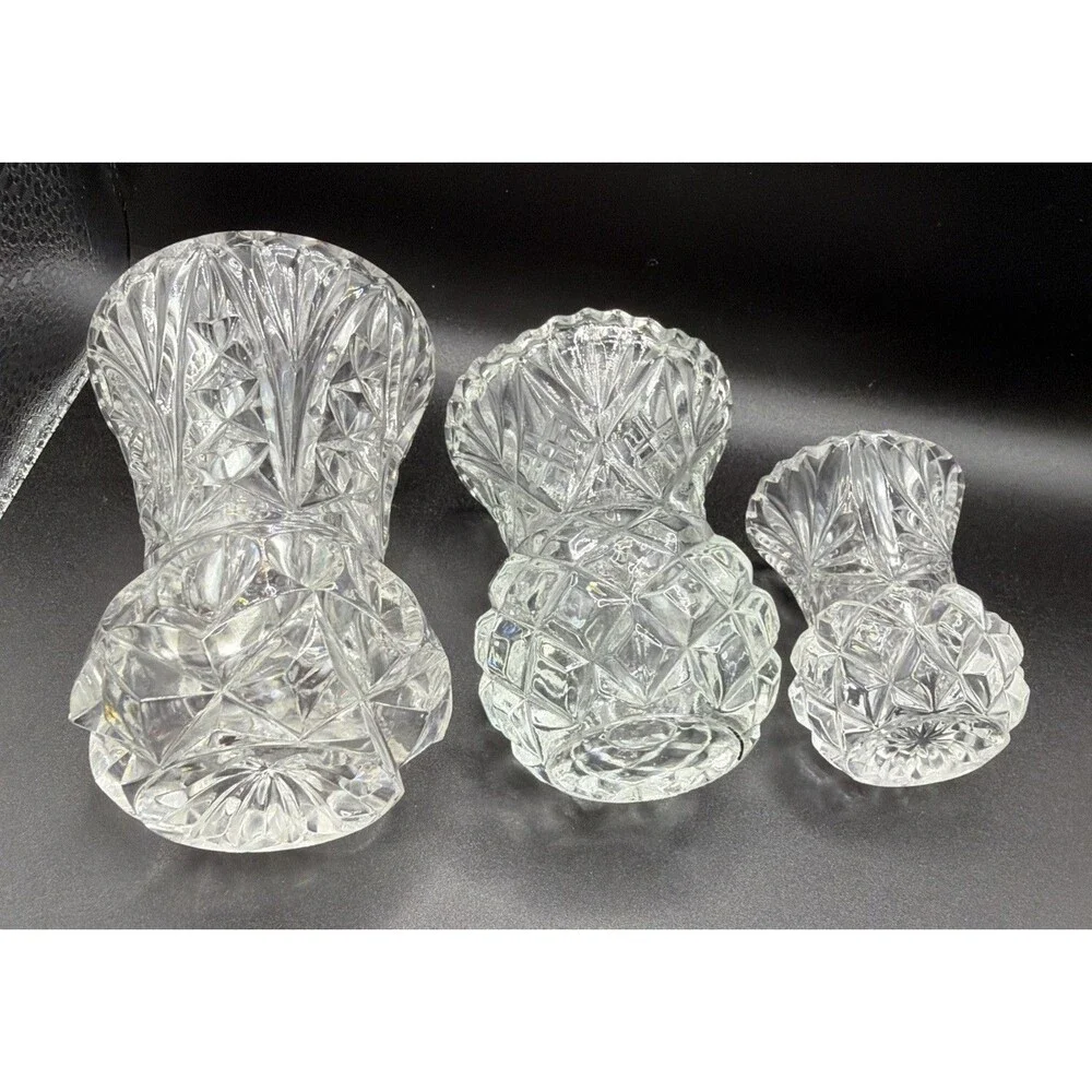 Cristal de Arques mini vase Set Of 3. Vases 4”; 3.25”; 2.5” Good Pre Owned Cond!